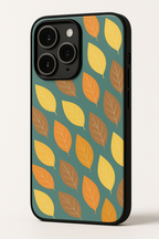 Falling Leaves Printed Glass Back iPhone Covers (11–16) Series | Aesthetic Designs