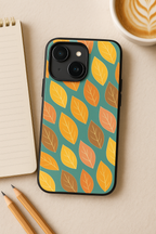 Falling Leaves Printed Glass Back iPhone Covers (11–16) Series | Aesthetic Designs