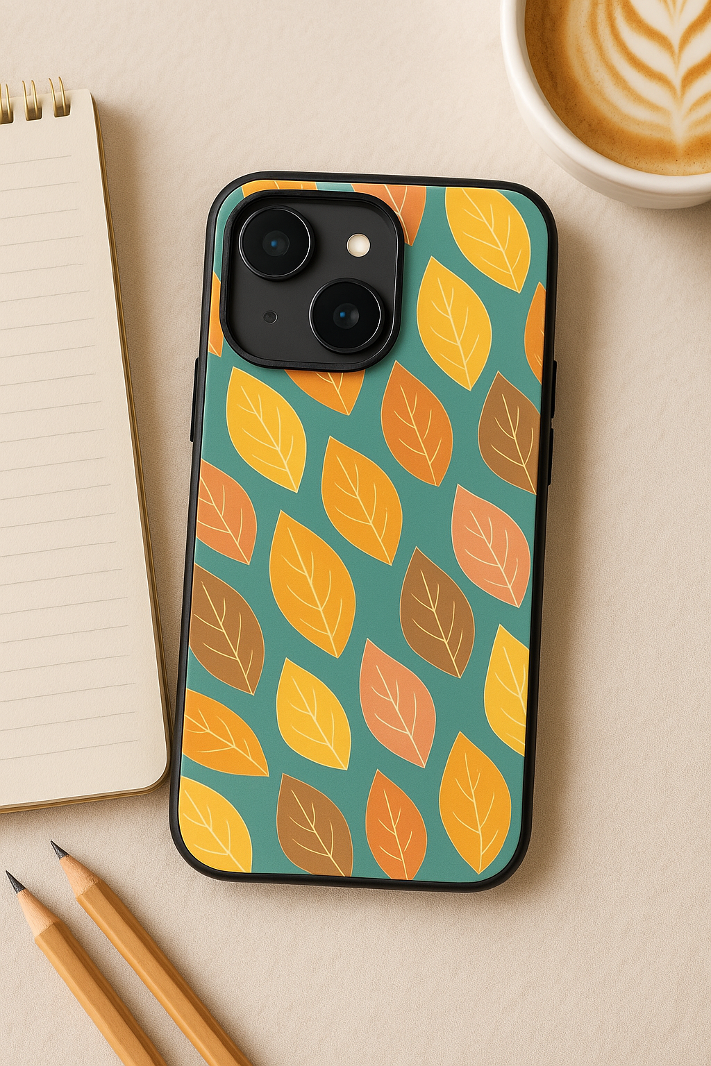 Falling Leaves Printed Glass Back iPhone Covers (11–16) Series | Aesthetic Designs