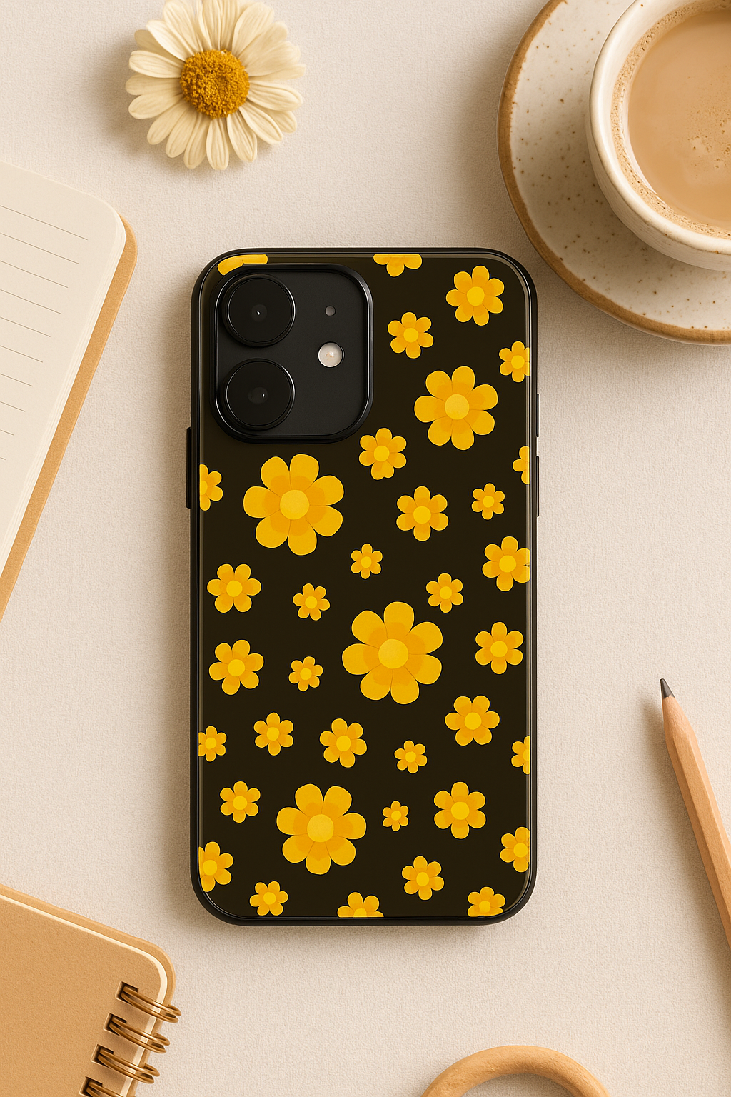 Sunset Petals Printed Glass Back iPhone Covers (11–16) Series | Cute Designs