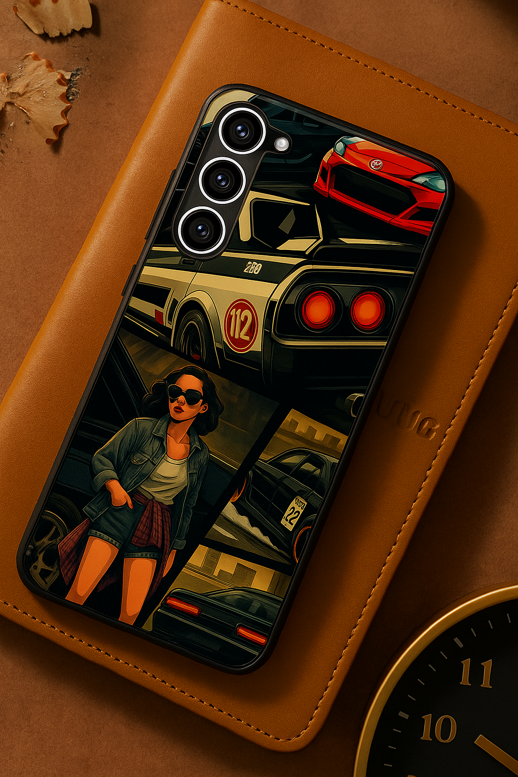 Drag Cars Premium Glass Back Cover For Samsung Galaxy S, A, M & F Series