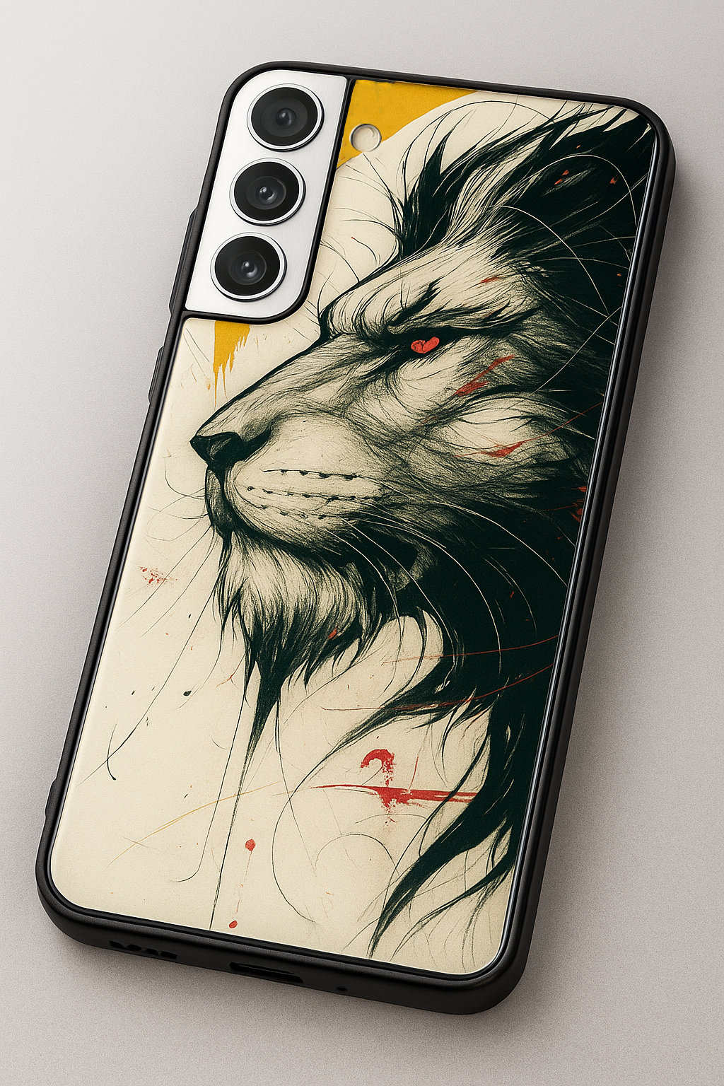 Fierce-full Lion Premium Glass Back Cover For Samsung Galaxy S, A, M & F Series