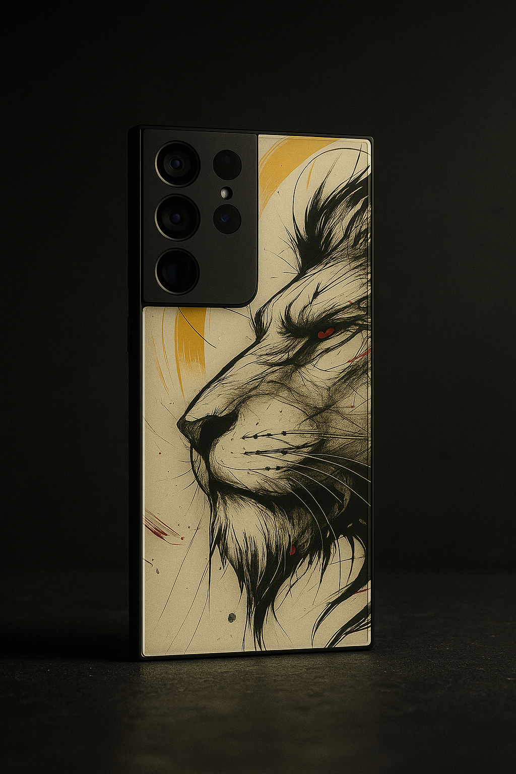 Fierce-full Lion Premium Glass Back Cover For Samsung Galaxy S, A, M & F Series