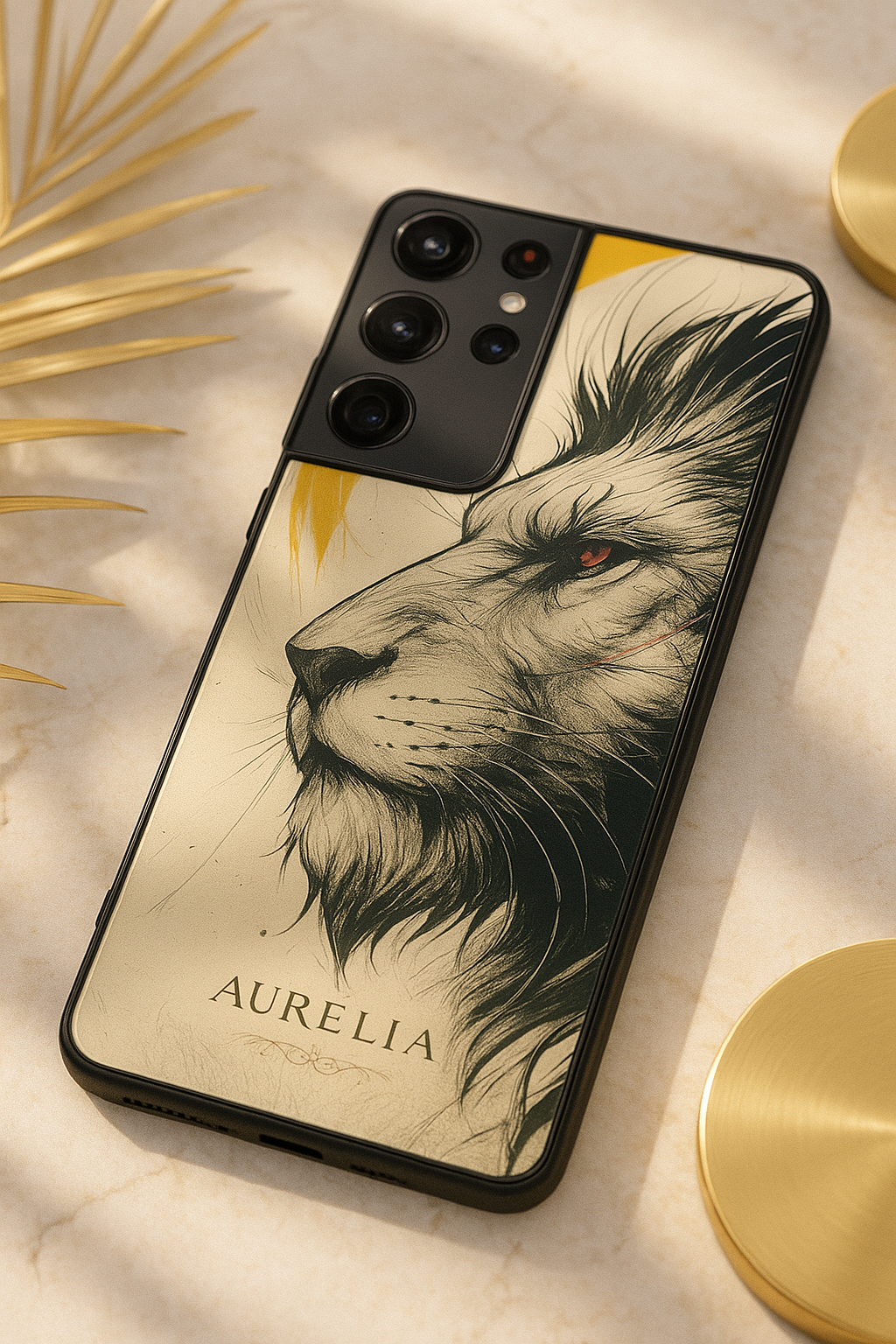 Fierce-full Lion Premium Glass Back Cover For Samsung Galaxy S, A, M & F Series