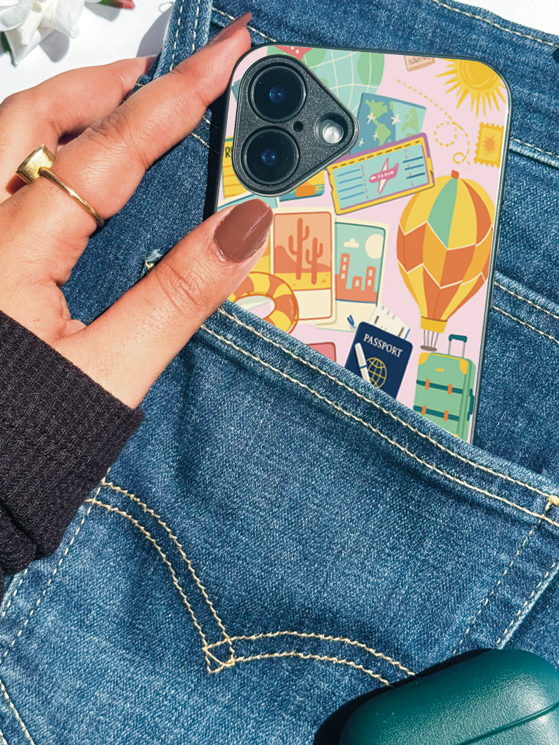 Vacay Vibes Printed Glass Back iPhone Covers (11–16) Series | Aesthetic Designs