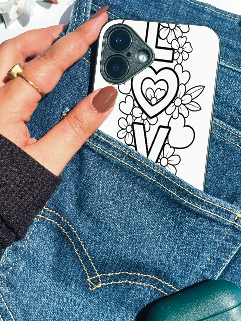 Love in Ink Printed Glass Back iPhone Covers (11–16) Series | Aesthetic Designs