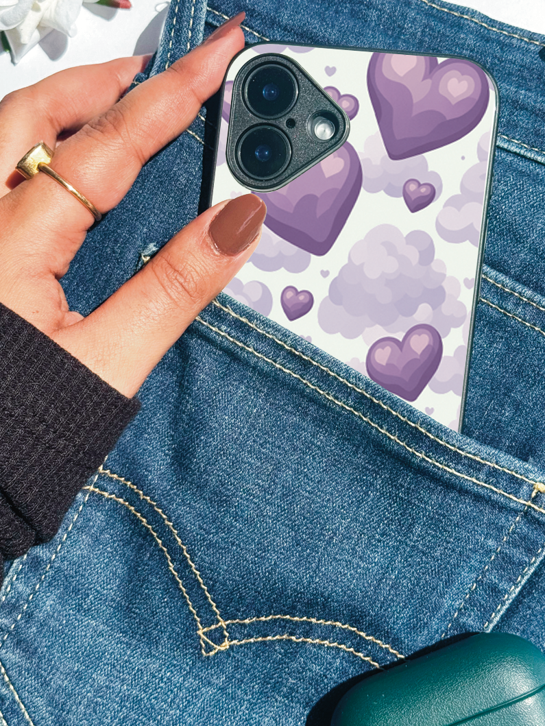 Violet Dreams Printed Glass Back iPhone Covers (11–16) Series | Cute Design