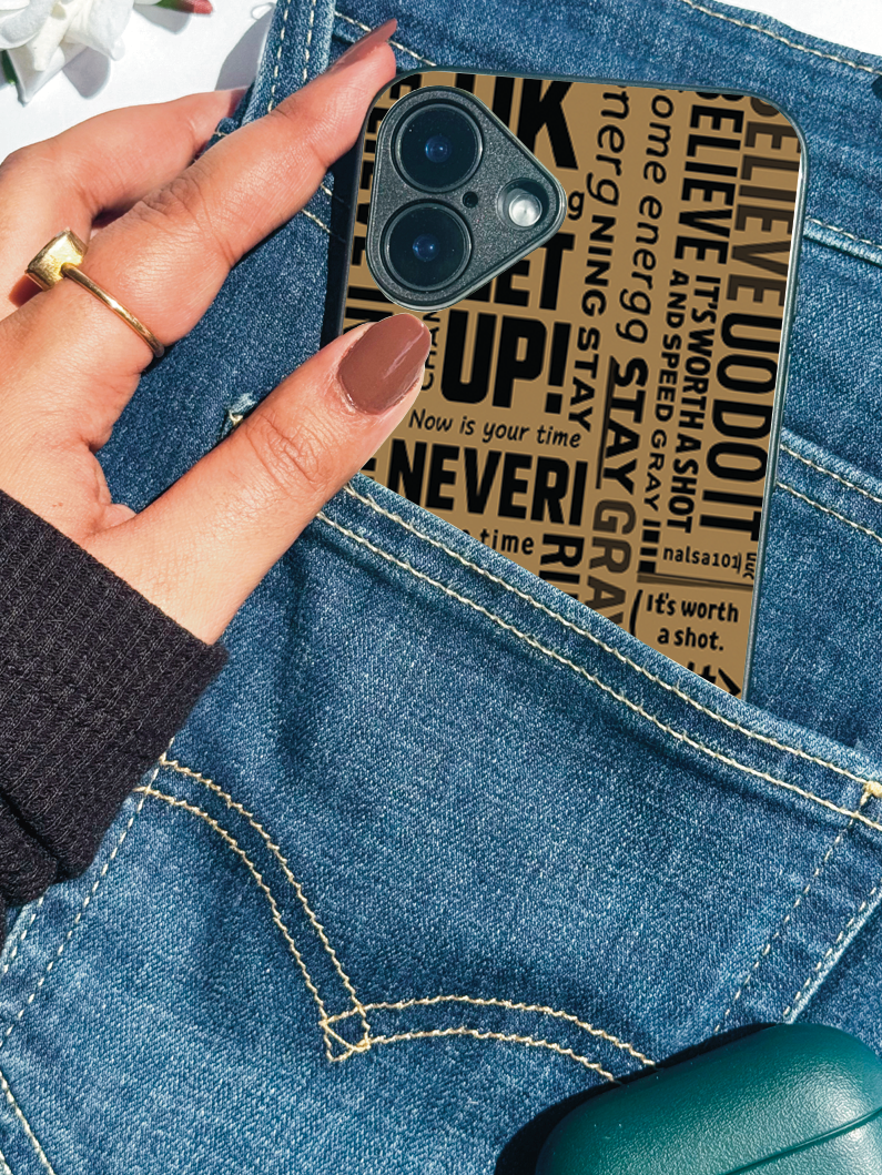 Never Stop Printed Glass Back iPhone Covers (11–16) Series | Aesthetic Designs