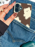 Cocoa Bear Printed Glass Back iPhone Covers (11–16) Series | Cute Designs