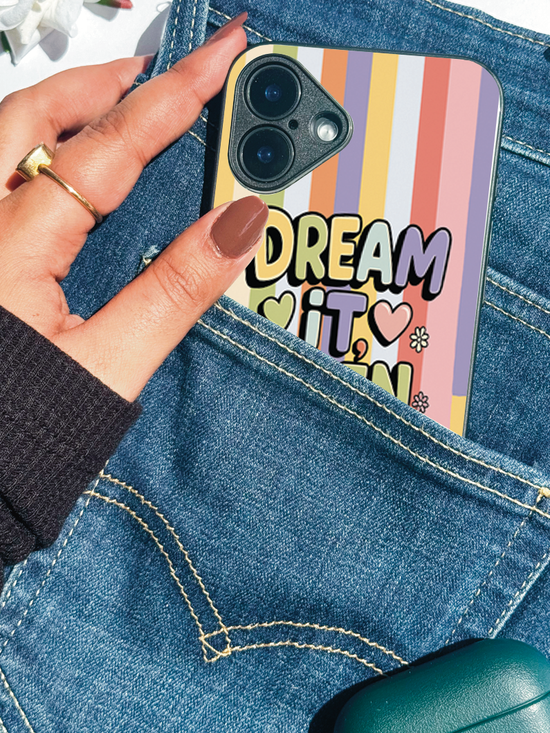 Dream & Do Printed Glass Back iPhone Covers (11–16) Series | Cute Designs