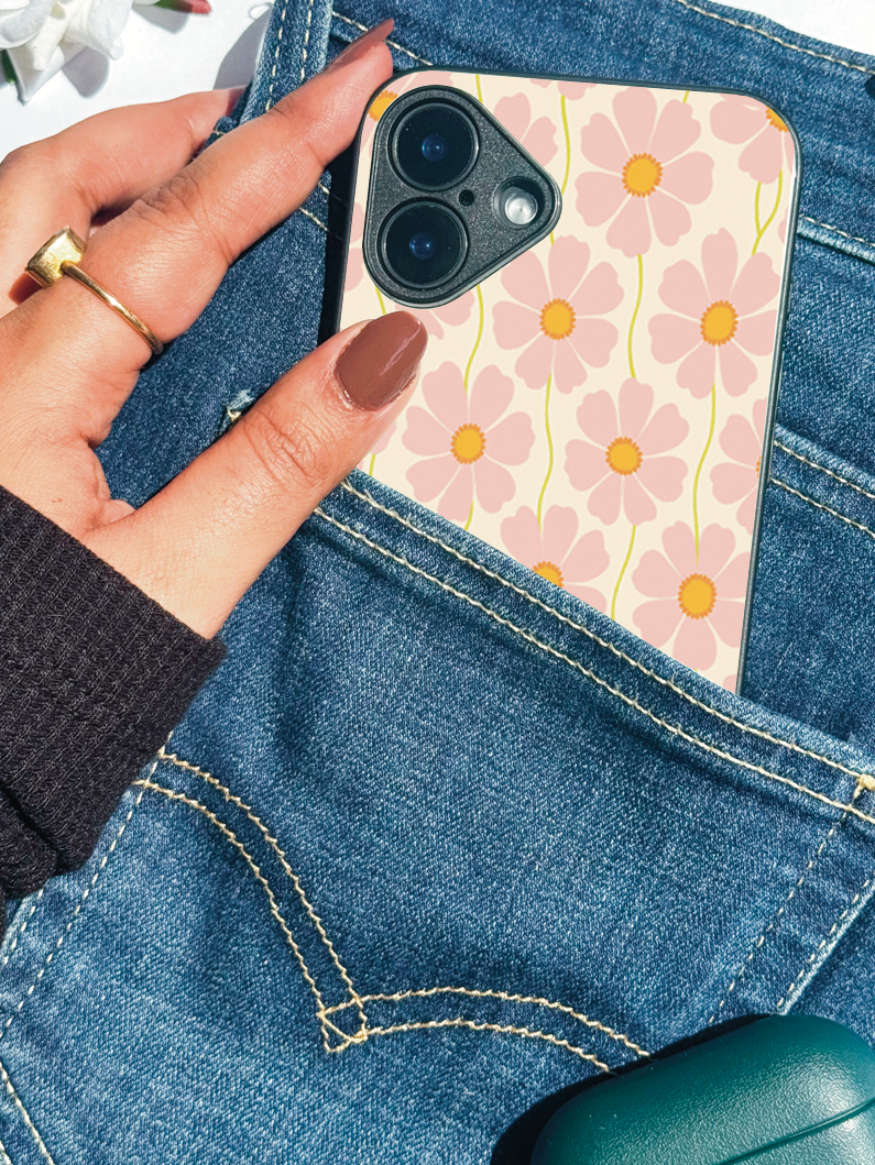 Blossom Glow Printed Glass Back iPhone Covers (11–16) Series | Aesthetic Design