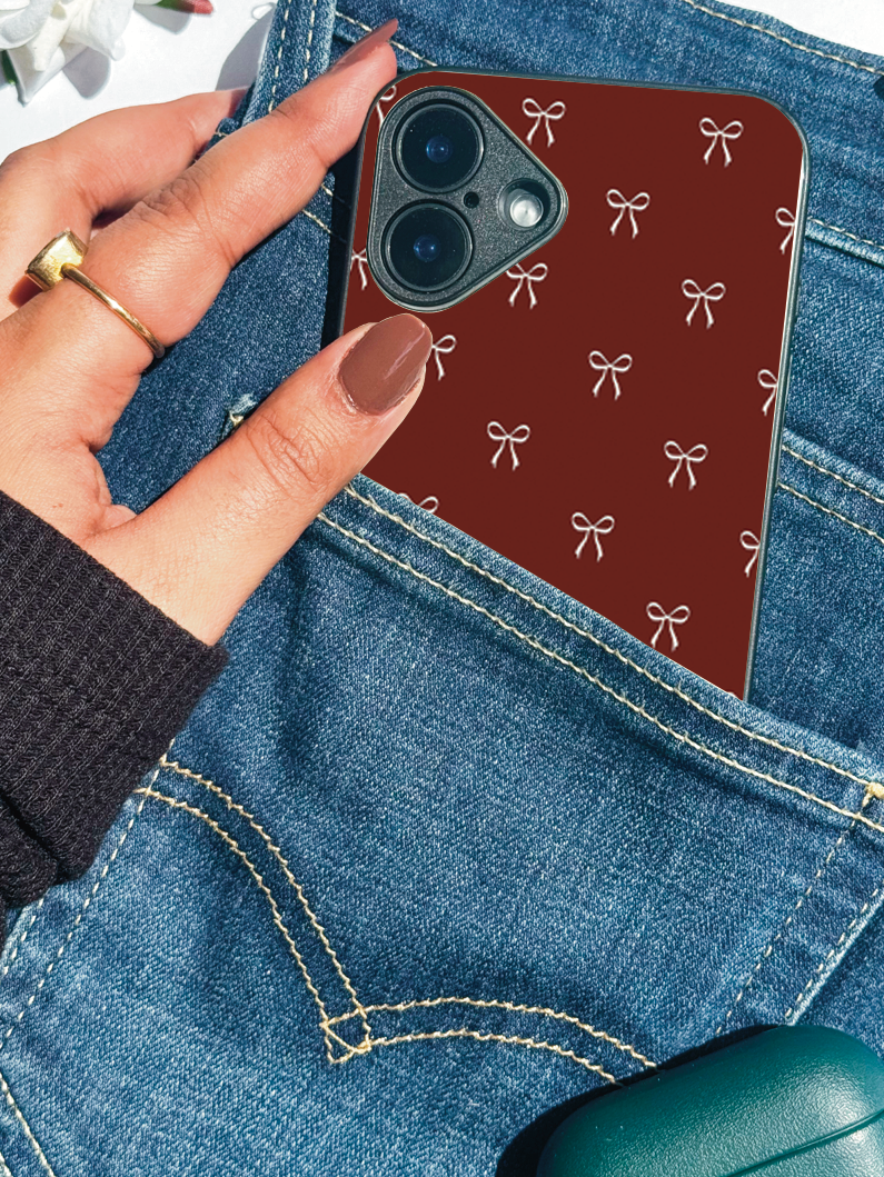 Velvet Bow iPhone Covers (11–16) Series | Cute Design