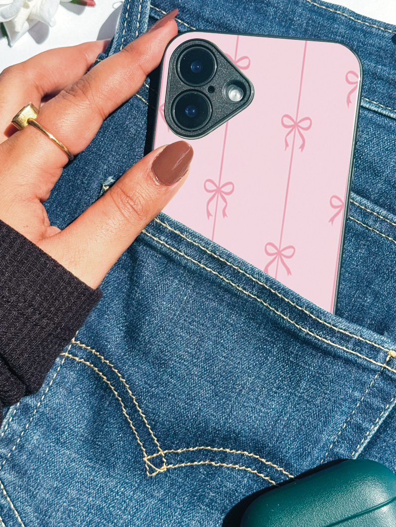 Pretty in Pink Printed Glass Back iPhone Covers (11–16) Series |Cute Design