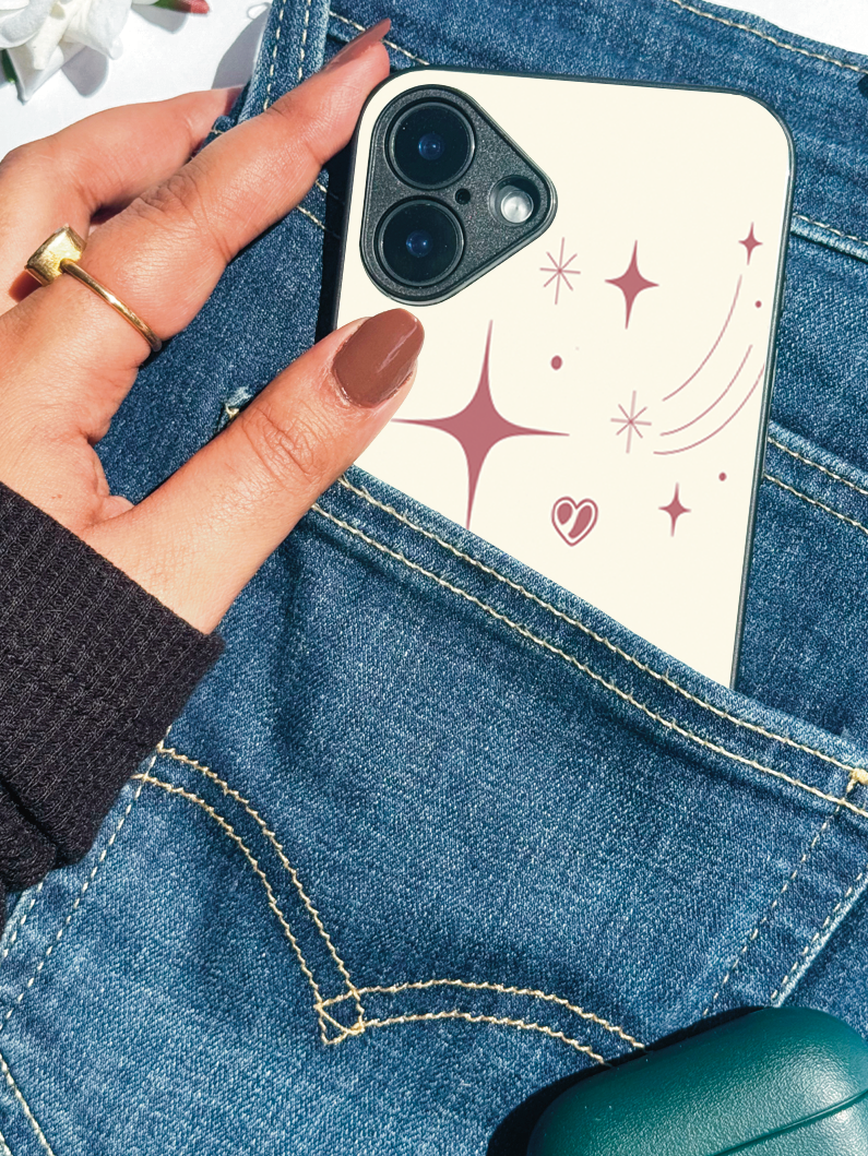 Starry Bliss Printed Glass Back iPhone Covers (11–16) Series | Aesthetic Designs