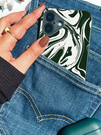 Dark Waves Printed Glass Back iPhone Covers (11–16) Series | Aesthetic Design