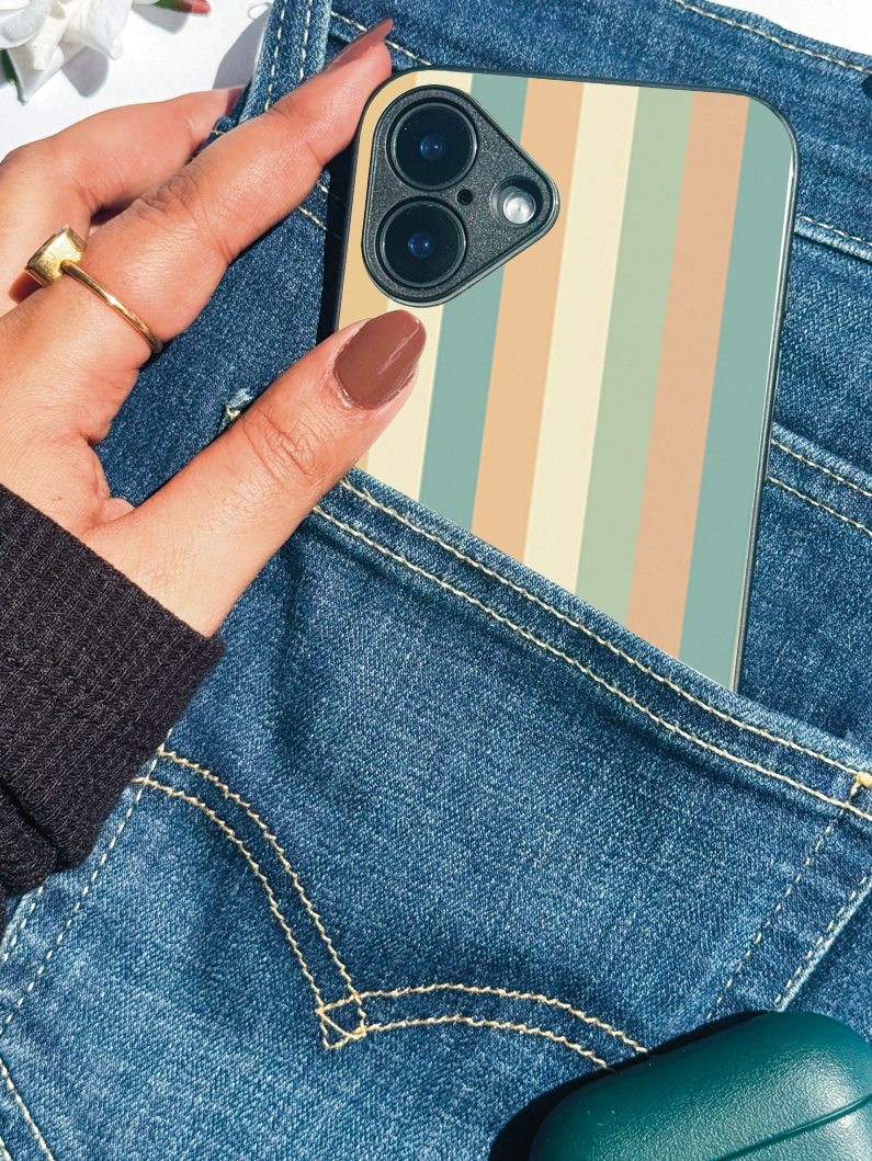 Pastel Waves Printed Glass Back iPhone Covers (11–16) Series | Aesthetic Designs