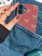 Golden Bows Printed Glass Back iPhone Covers (11–16) Series | Cute Designs