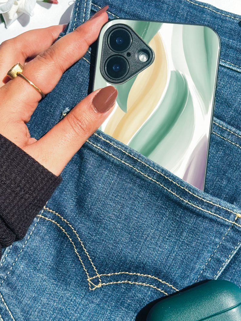 Ocean Mist Printed Glass Back iPhone Covers (11–16) Series | Aesthetic Design