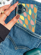 Falling Leaves Printed Glass Back iPhone Covers (11–16) Series | Aesthetic Designs