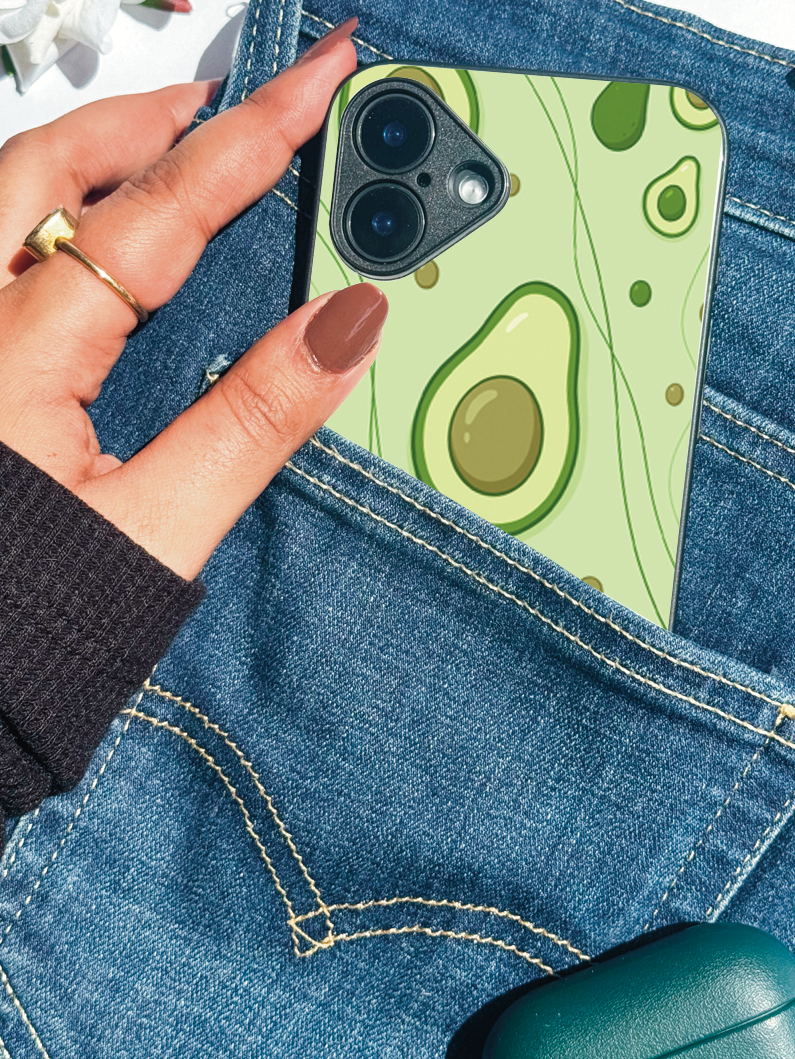 Cute & Quirky Avo Love Printed Glass Back iPhone Covers (11–16) Series | Aesthetic Designs