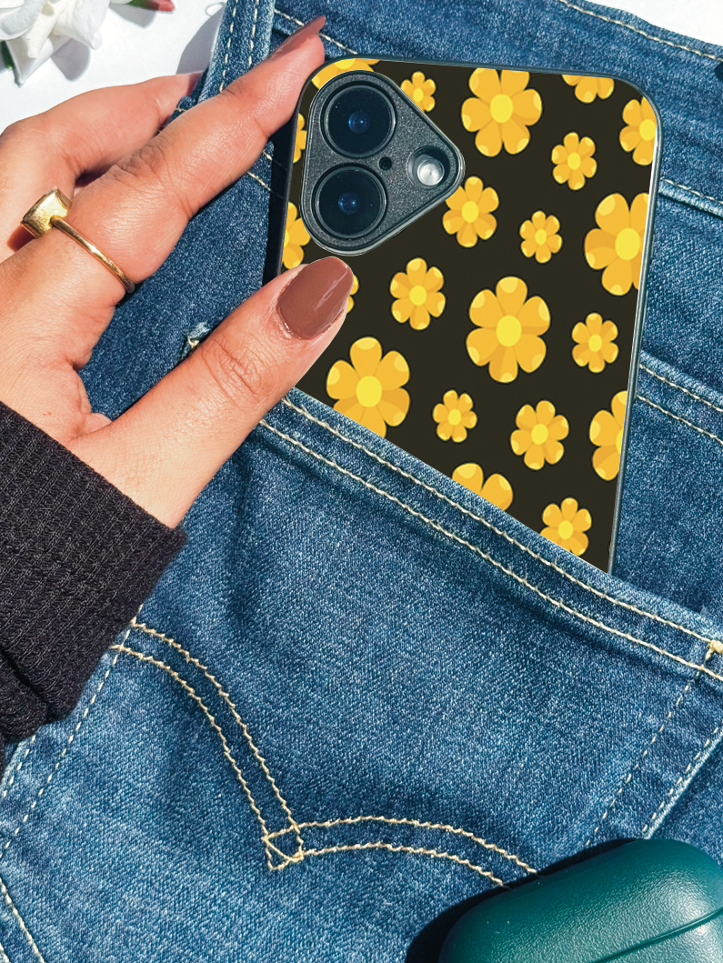 Sunset Petals Printed Glass Back iPhone Covers (11–16) Series | Cute Designs