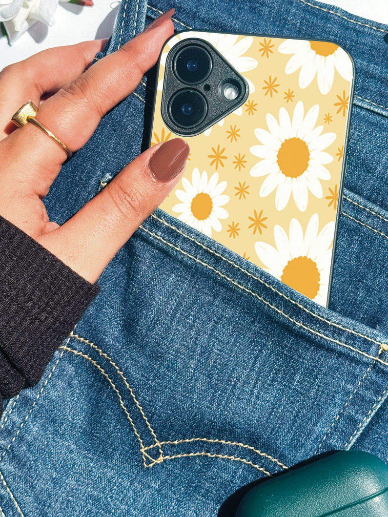 Floral Bliss Printed Glass Back iPhone Covers (11–16) Series | Cute Design