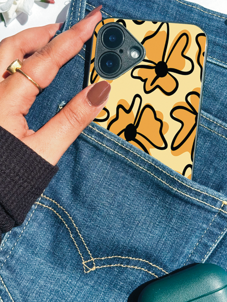 Floral Vibe Printed Glass Back iPhone Covers (11–16) Series | Cute Designs