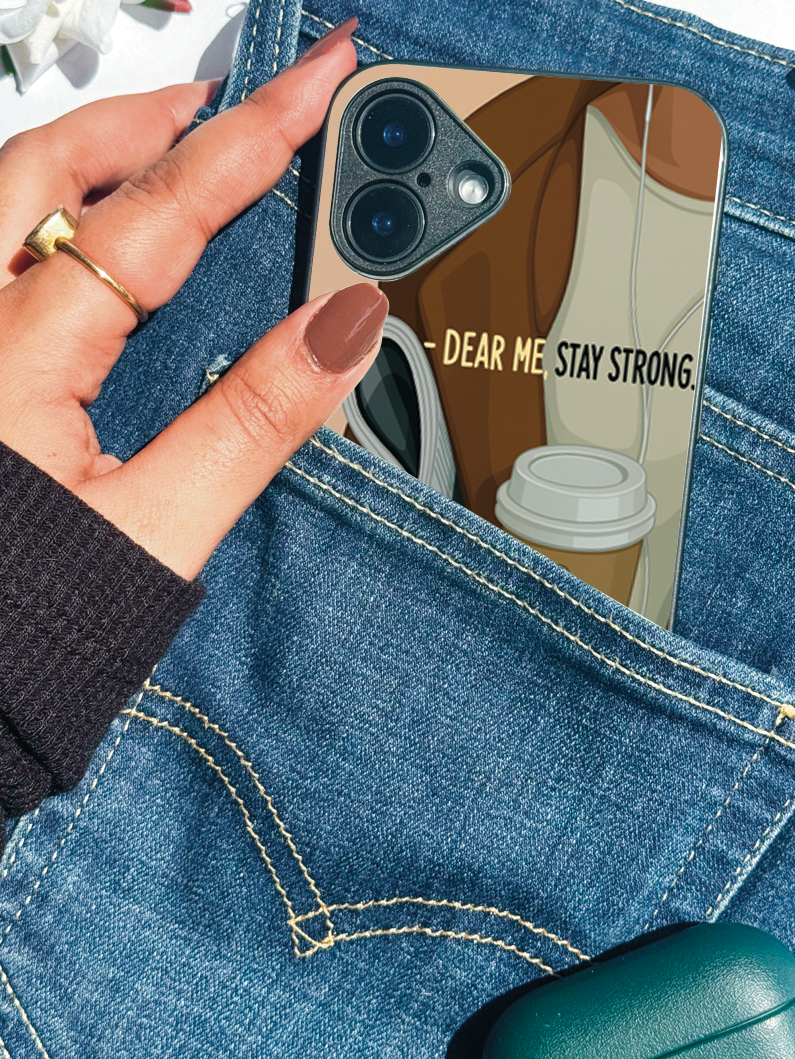 Coffee & Courage Printed Glass Back iPhone Covers (11–16) Series | Aesthetic Designs