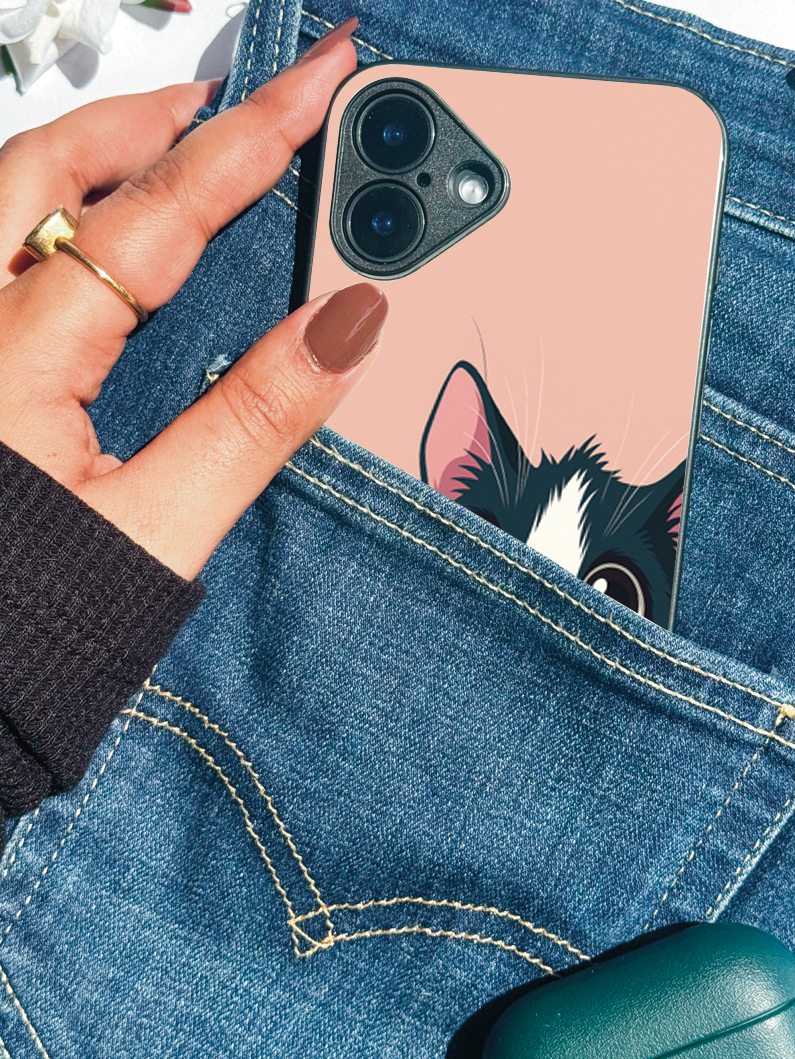 Whisker Love Printed Glass Back iPhone Covers (11–16) Series | Cute Design