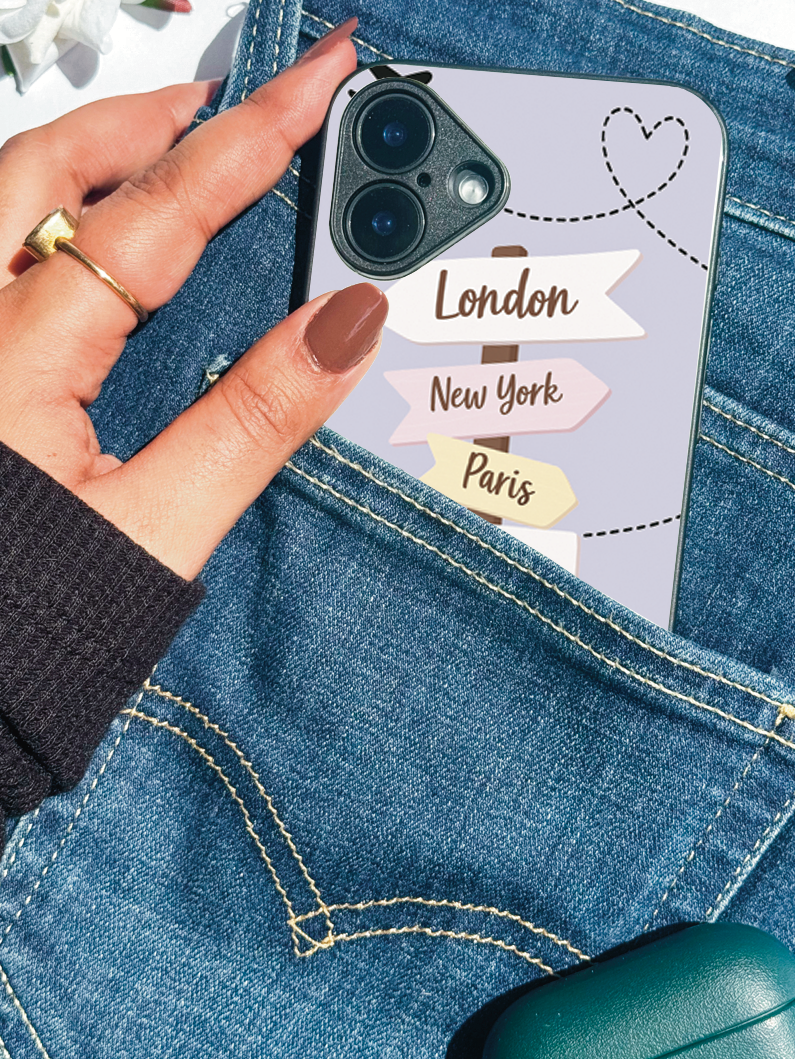 Travel Dreams Printed Glass Back iPhone Covers (11–16) Series | Aesthetic Designs