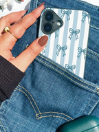 Ribbon Stripes Printed Glass Back iPhone Covers (11–16) Series | Cute Design