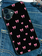 Glam Bow Printed Glass Back iPhone Covers (11–16) Series | Cute Designs