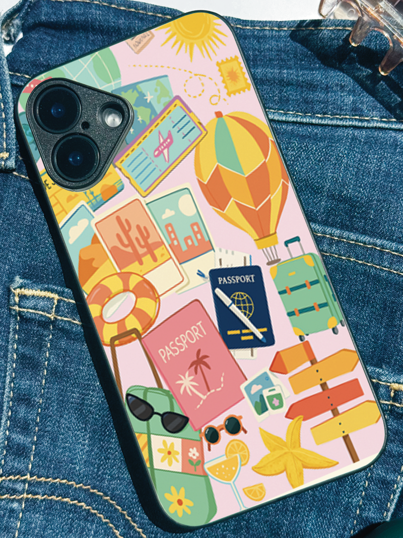 Vacay Vibes Printed Glass Back iPhone Covers (11–16) Series | Aesthetic Designs