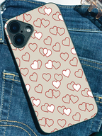 Simple Hearts Printed Glass Back iPhone Covers (11–16) Series | Aesthetic Designs