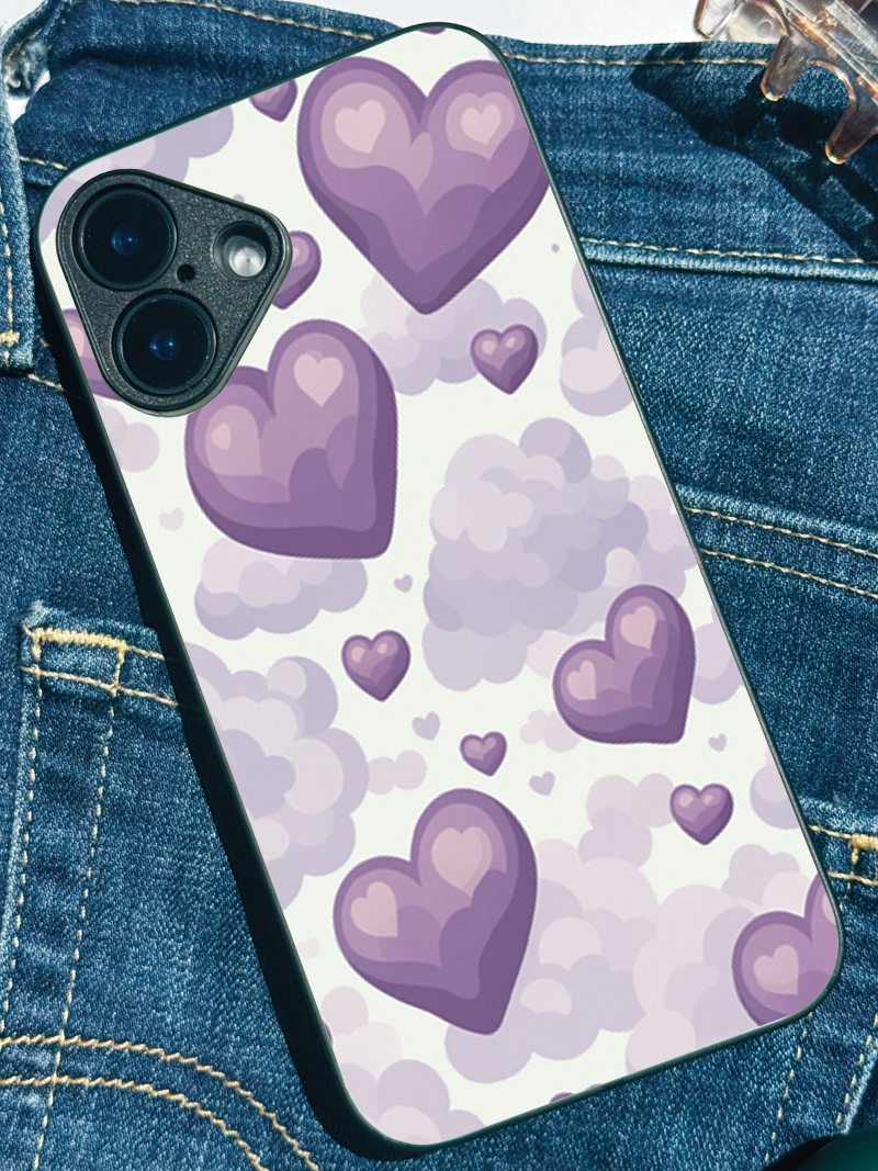 Violet Dreams Printed Glass Back iPhone Covers (11–16) Series | Cute Design