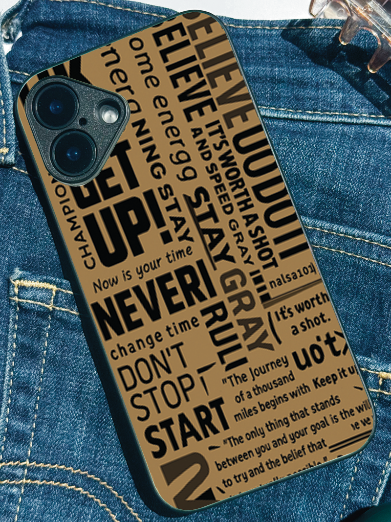 Never Stop Printed Glass Back iPhone Covers (11–16) Series | Aesthetic Designs
