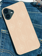 Blush Flora Printed Glass Back iPhone Covers (11–16) Series | Aesthetic Designs