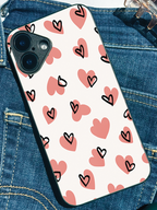 Love Doodle Printed Glass Back iPhone Covers (11–16) Series | Cute Designs