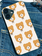 Bow Bear Printed Glass Back iPhone Covers (11–16) Series | Cute Designs