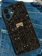 Meow Mood Printed Glass Back iPhone Covers (11–16) Series | Cute Designs