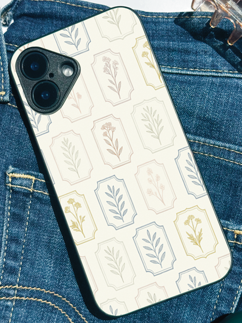 Vintage Flora Printed Glass Back iPhone Covers (11–16) Series | Aesthetic Designs