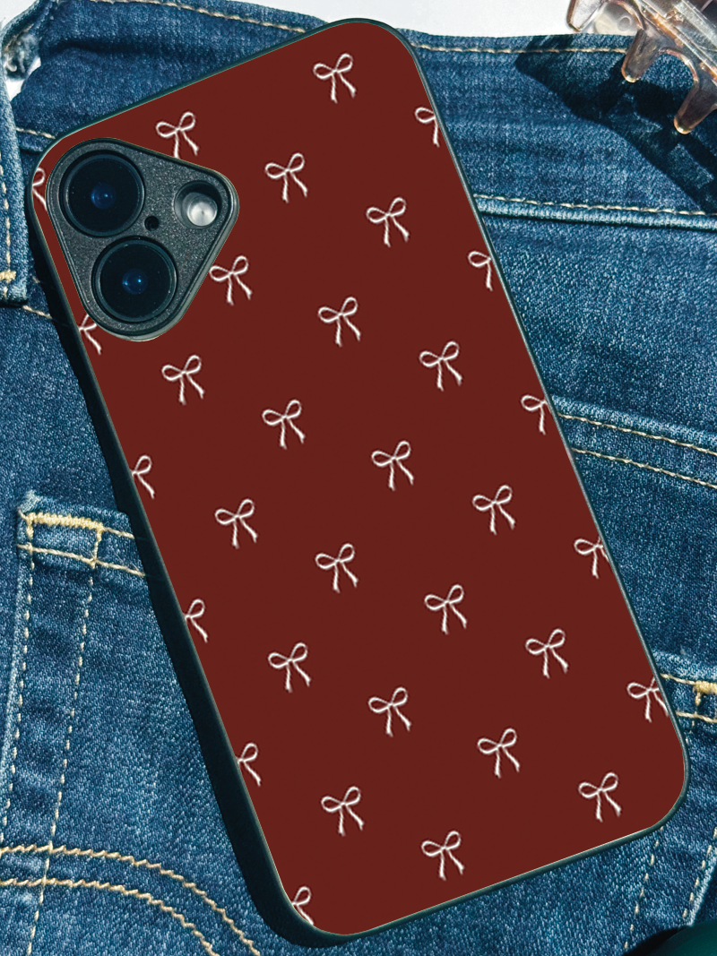 Velvet Bow iPhone Covers (11–16) Series | Cute Design