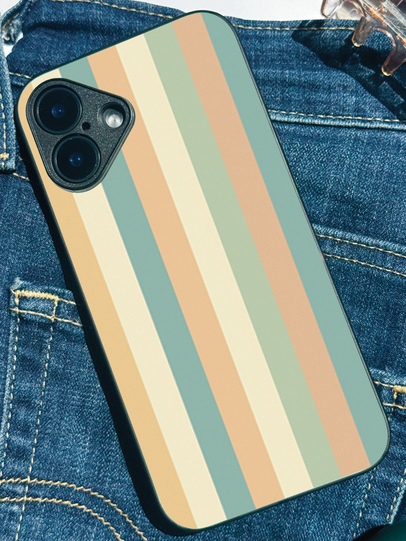 Pastel Waves Printed Glass Back iPhone Covers (11–16) Series | Aesthetic Designs