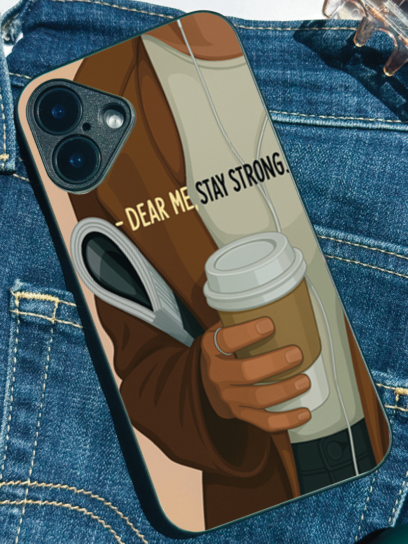 Coffee & Courage Printed Glass Back iPhone Covers (11–16) Series | Aesthetic Designs