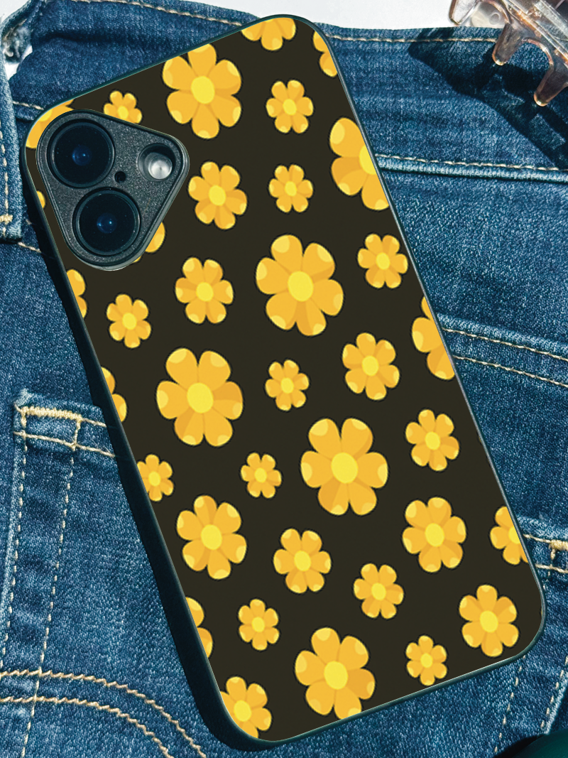 Sunset Petals Printed Glass Back iPhone Covers (11–16) Series | Cute Designs