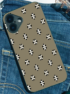 Taupe Flora Printed Glass Back iPhone Covers (11–16) Series | Aesthetic Designs