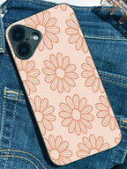 Peach Daisy Printed Glass Back iPhone Covers (11–16) Series | Cute Designs