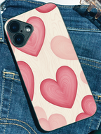 Rosé Hearts Printed Glass Back iPhone Covers (11–16) Series | Aesthetic Designs