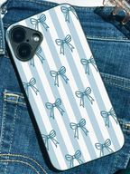 Ribbon Stripes Printed Glass Back iPhone Covers (11–16) Series | Cute Design