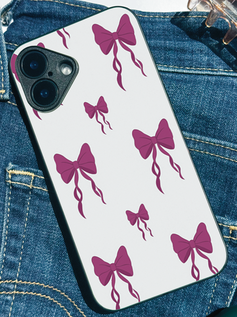 Purple Charm Printed Glass Back iPhone Covers (11–16) Series |Cute Design